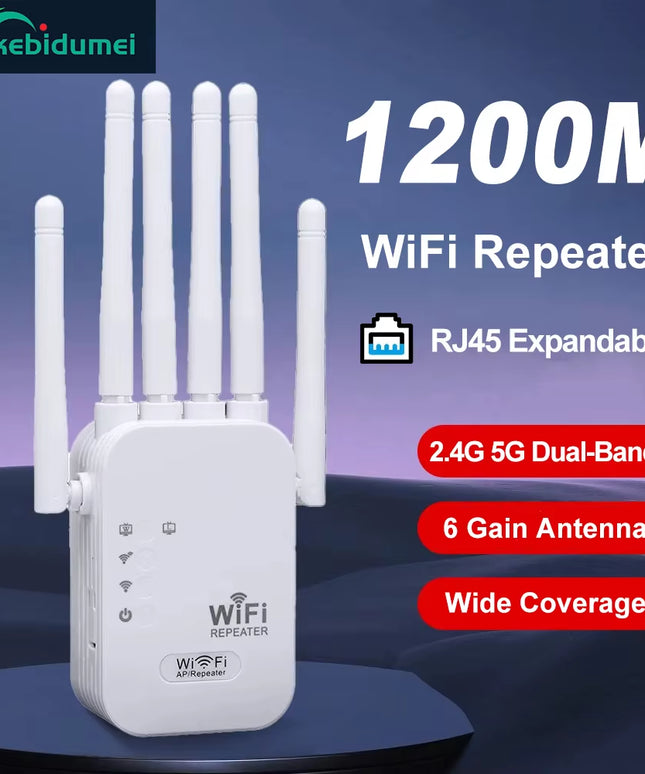 1200Mbps Dual Band WiFi Extender – 2.4G 5G Dual-Band Wireless Signal Booster 